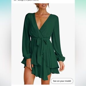 Green long sleeve dress, size small